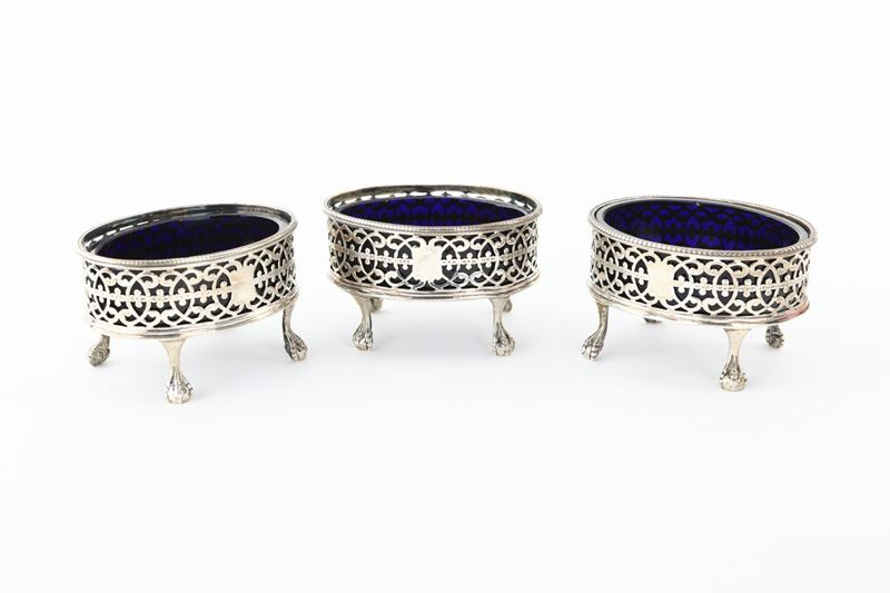 Tre Saliere in Argento, Londra 1776, Argentiere R.h.