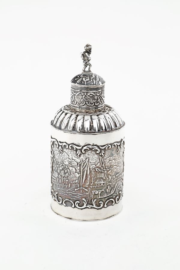 Scatola porta tè in argento, Olanda, dopo il 1814