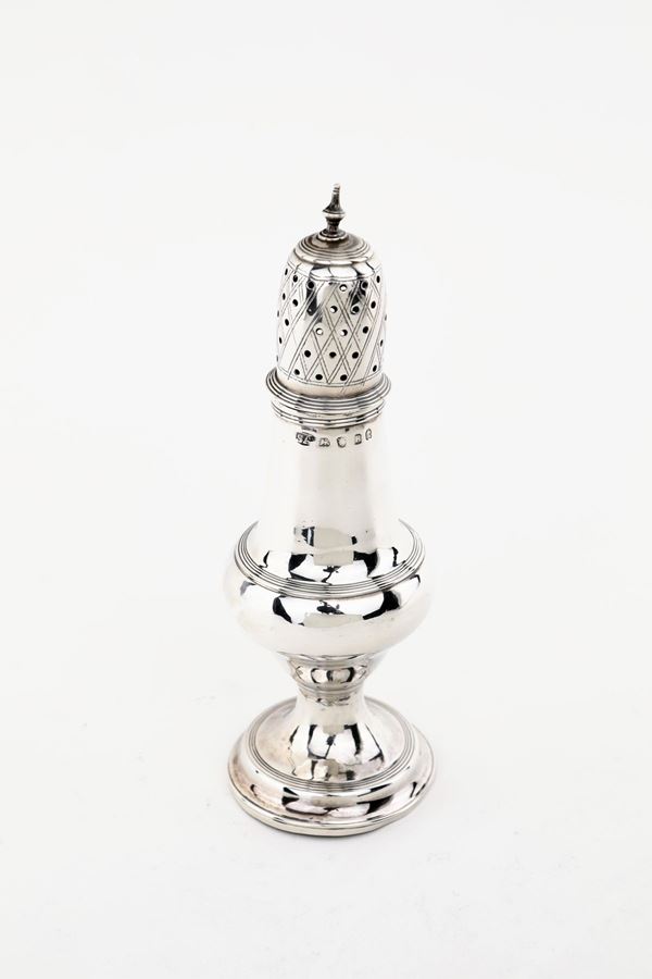Caster spargizucchero d'epoca Giorgio III, Londra 1797, argentiere S.A.