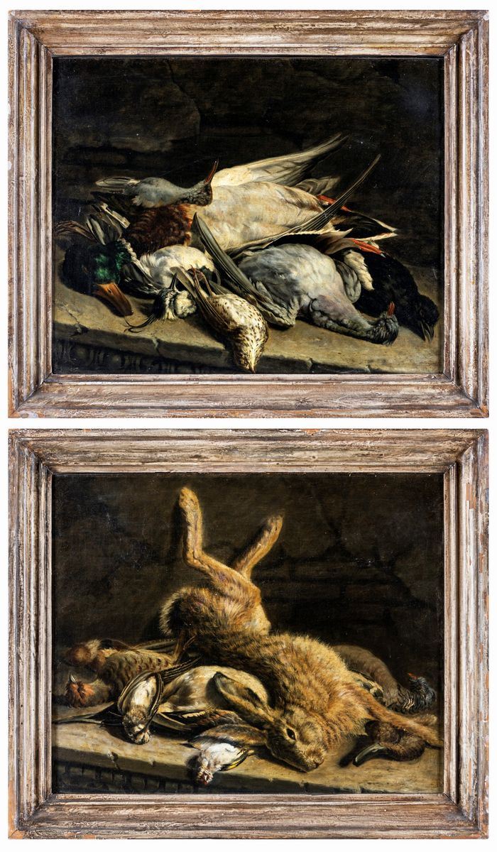 Baldassarre De Caro - Coppia di Nature Morte con Cacciagione