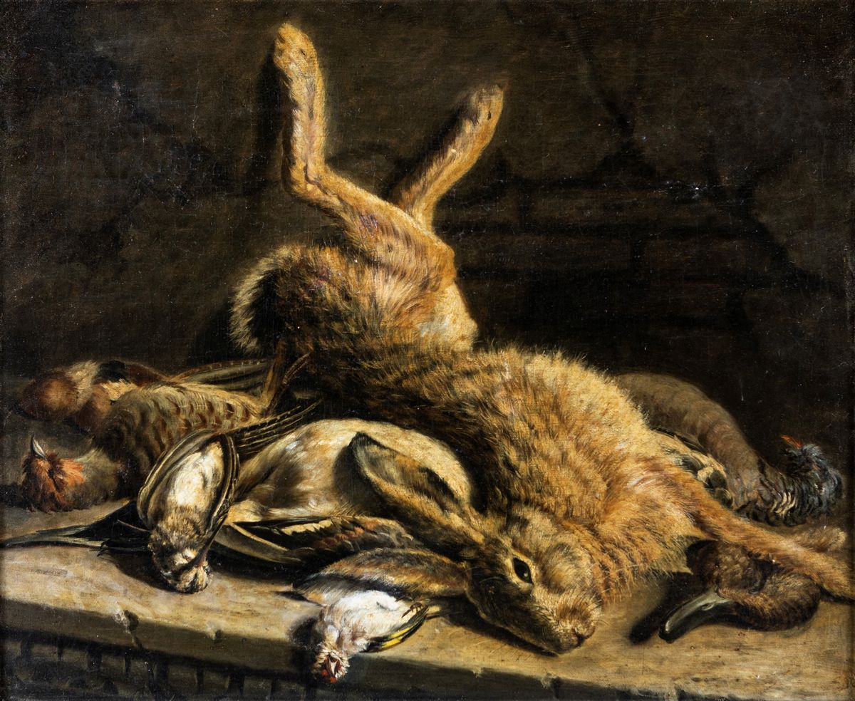 Baldassarre De Caro - Coppia di Nature Morte con Cacciagione