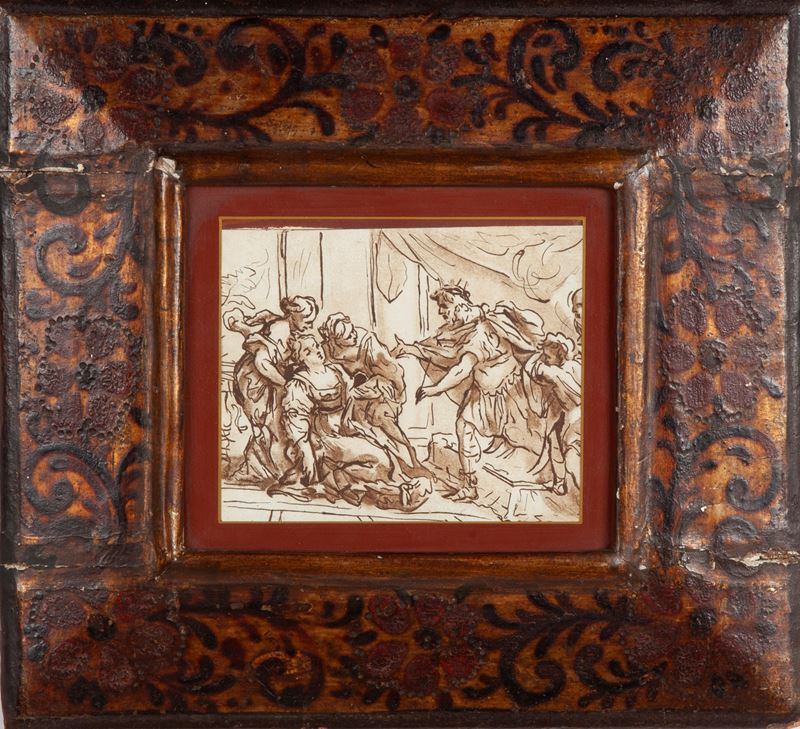 Cornice in Legno Dipinto e Dorato, XVII Secolo