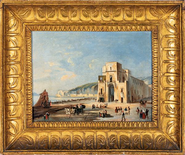 Pittore napoletano del XIX secolo - Mergellina e la Torretta dalla Riviera di Chiaia