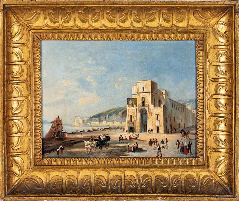 Pittore Napoletano del XIX Secolo - Mergellina e la Torretta dalla Riviera di Chiaia