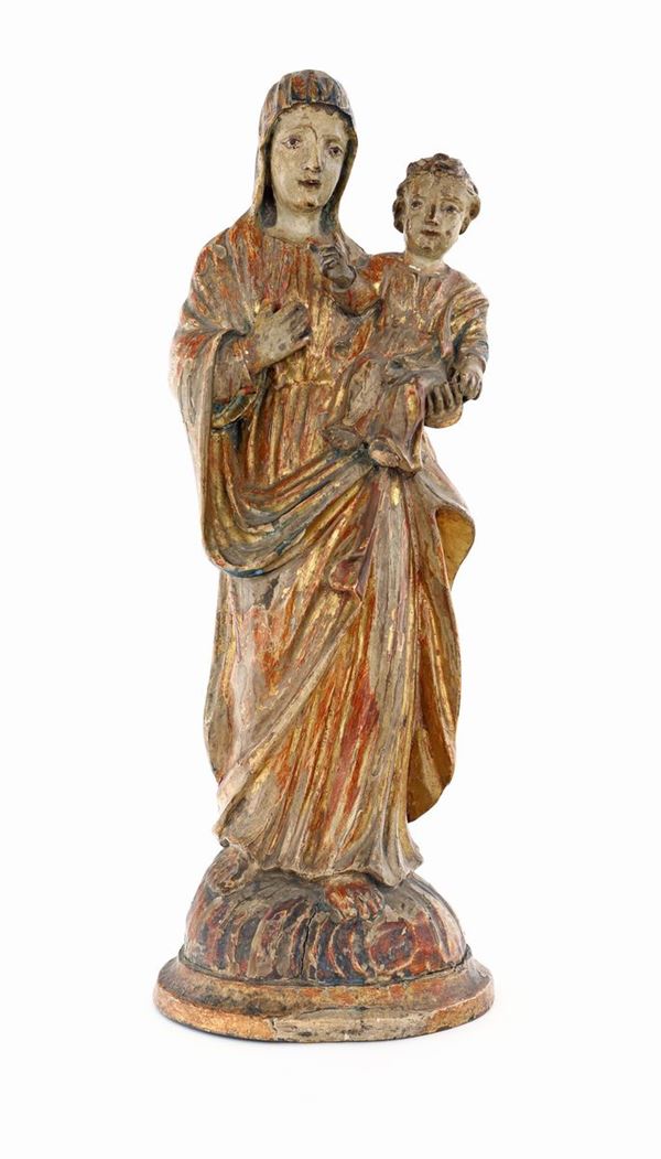 Scultura in legno policromo e dorato, XVIII secolo