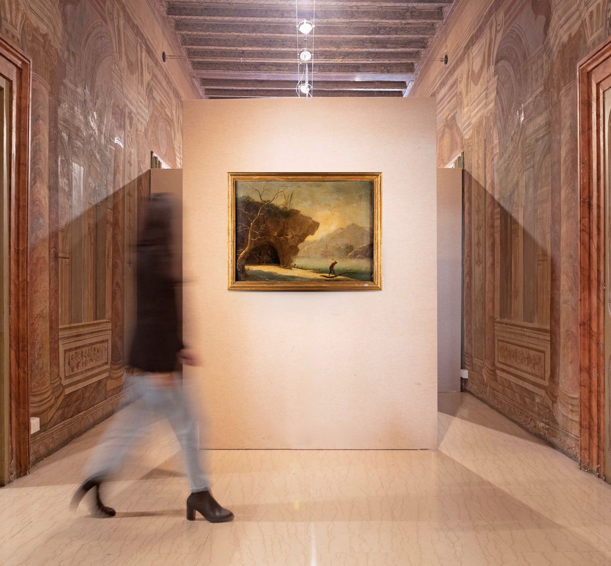 Scuola Napoletana del XVIII Secolo - Paesaggio Fluviale con Figura