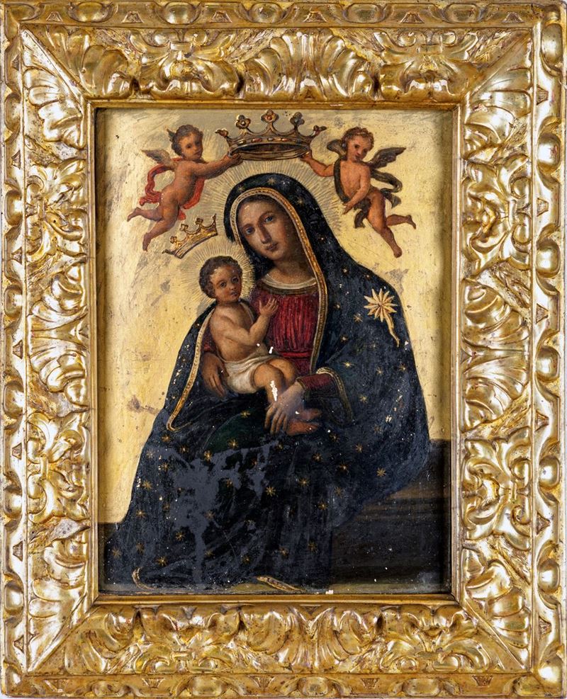 Scuola Romana del XVII Secolo - Madonna Col Bambino