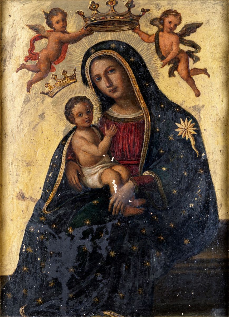 Scuola Romana del XVII Secolo - Madonna Col Bambino