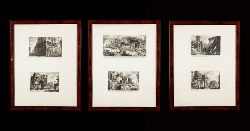 Giovanni Battista Piranesi - Sei Incisioni Racchiuse in Tre Cornici