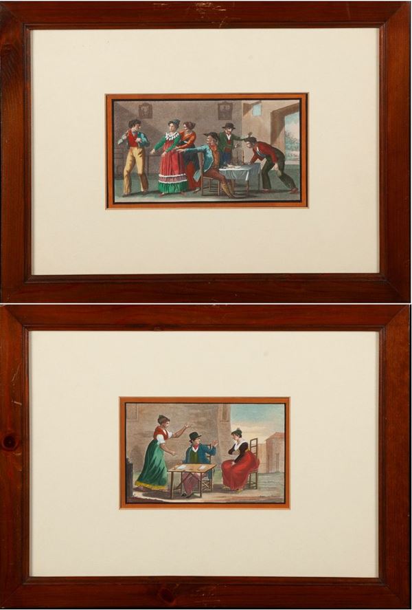 Anonimo del XIX secolo - Due scene di genere