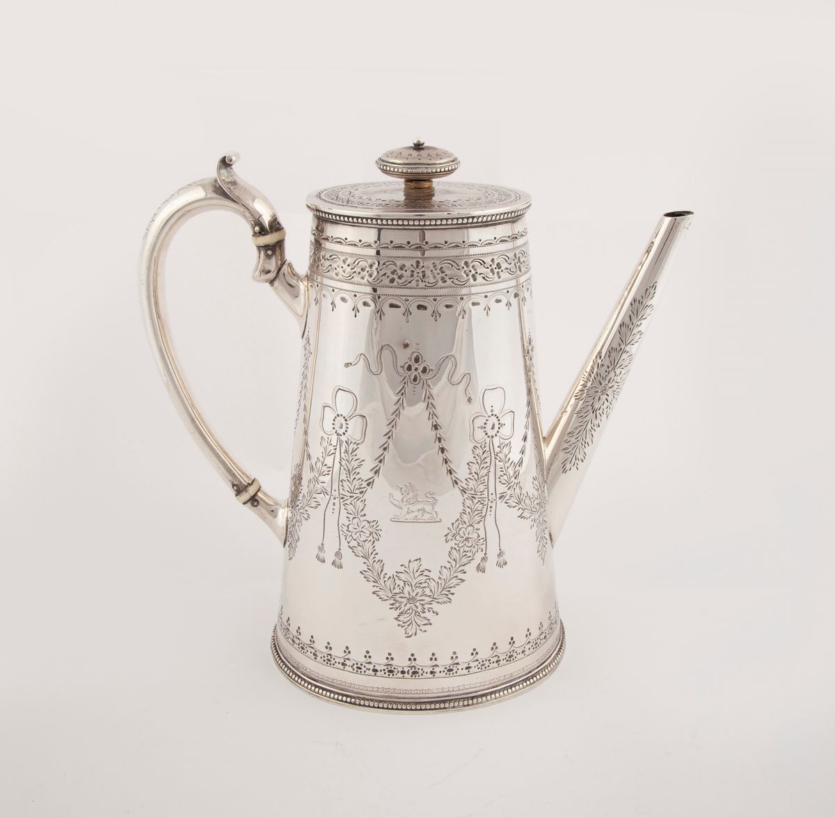 Caffettiera in Argento 925, Londra, 1873, Argentiere George Angel