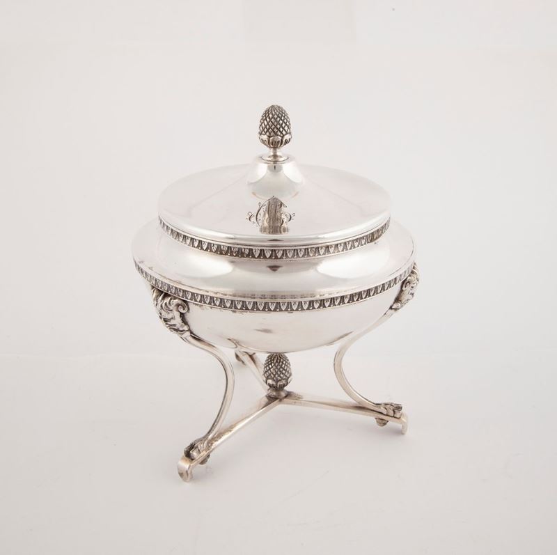 Zuccheriera in Argento con Coperchio, Austro-ungarico, 1830 - 1840, Argentiere F.p.