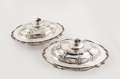 Coppia di Legumiere con Coperchio in Argento Sterling, Gorham, 1860 - 1870