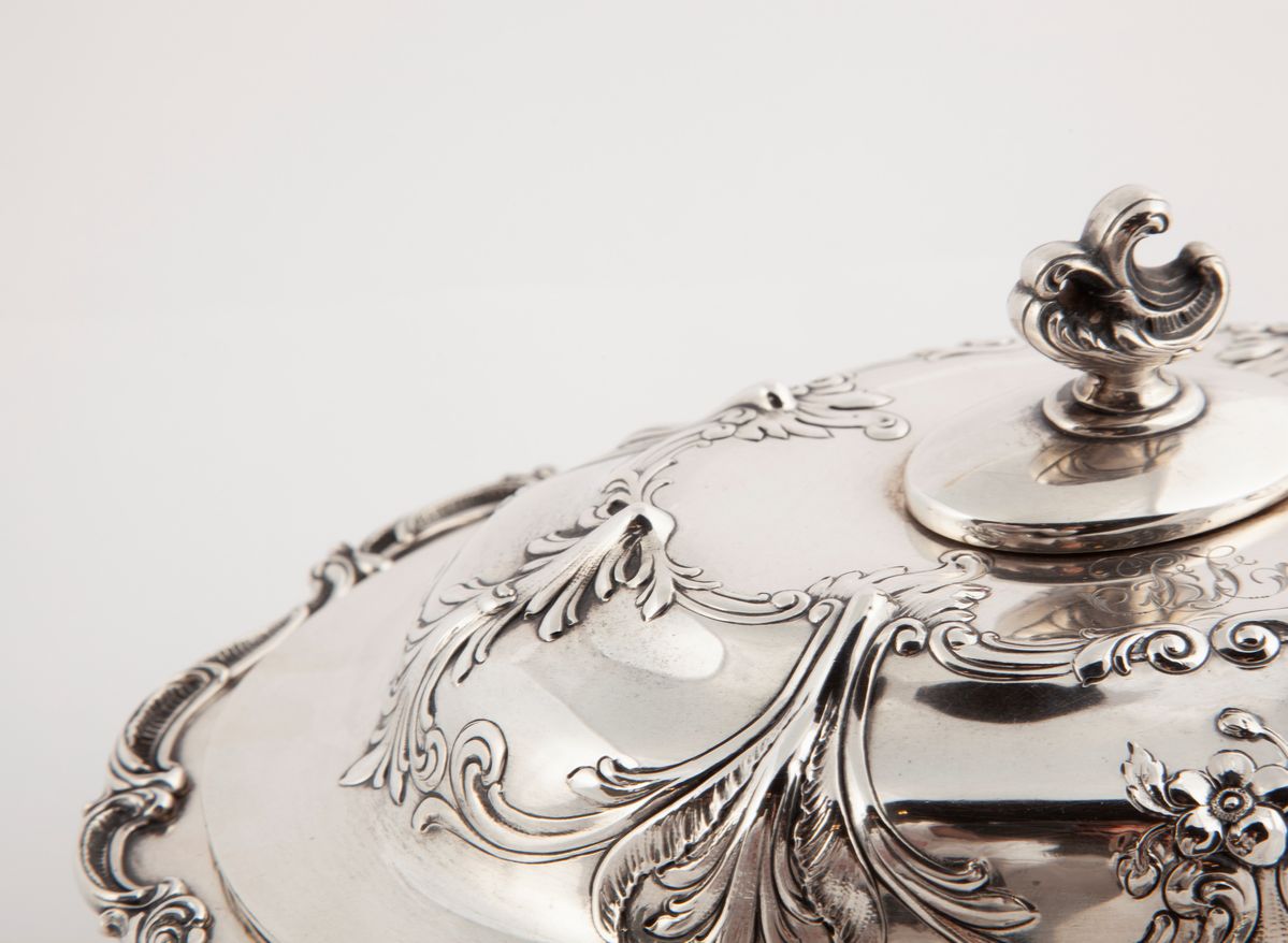 Coppia di Legumiere con Coperchio in Argento Sterling, Gorham, 1860 - 1870