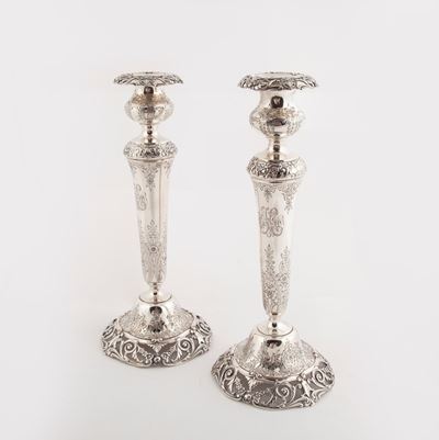 Coppia di Candelieri in Argento Sterling, Gorham, Epoca Liberty
