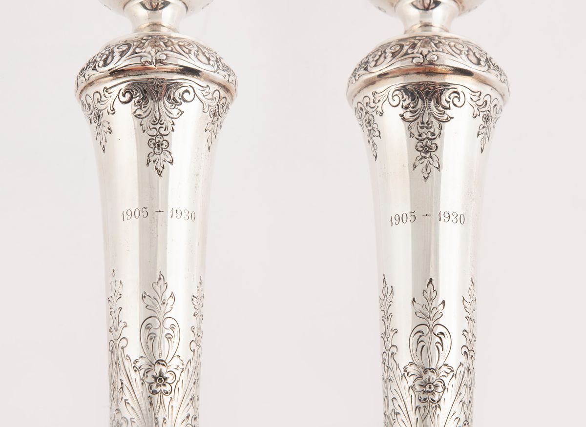 Coppia di Candelieri in Argento Sterling, Gorham, Epoca Liberty