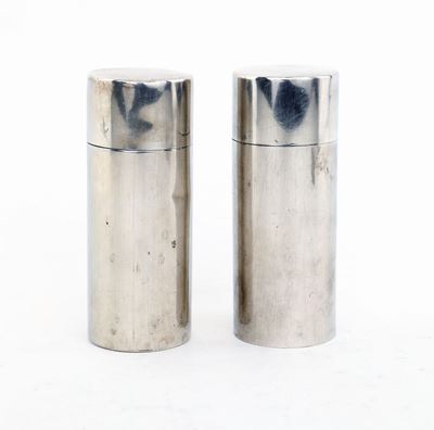 Coppia di Contenitori Cilindrici in Argento 925, Massoni, Roma