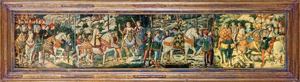 Riproduzione su tavola degli affreschi della cappella dei Magi di Benozzo Gozzoli nel Palazzo Medici Riccardi