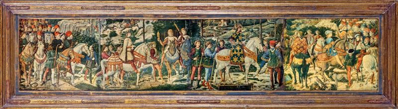 Riproduzione su Tavola degli Affreschi della Cappella dei Magi di Benozzo Gozzoli nel Palazzo Med...