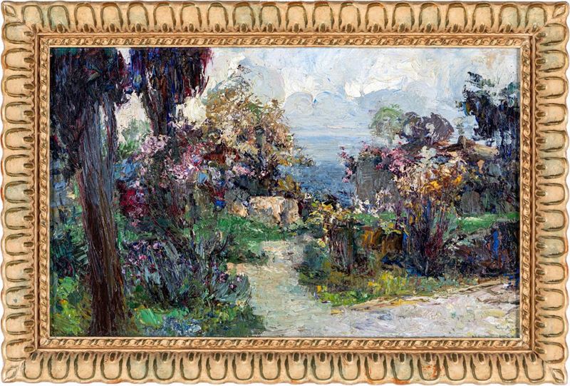 Scuola Italiana del XX Secolo - Giardino con Cipressi