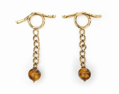 Coppia Portachiavi in Oro e Occhio di Tigre.