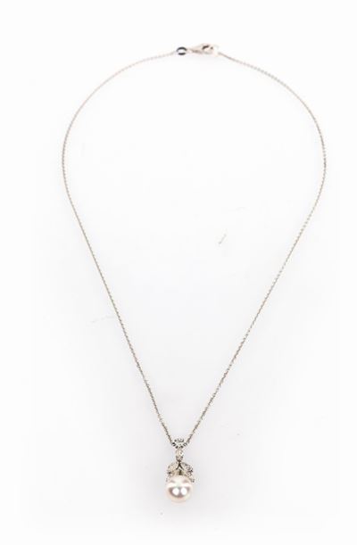 Pendente in Oro, Brillanti e Perla
