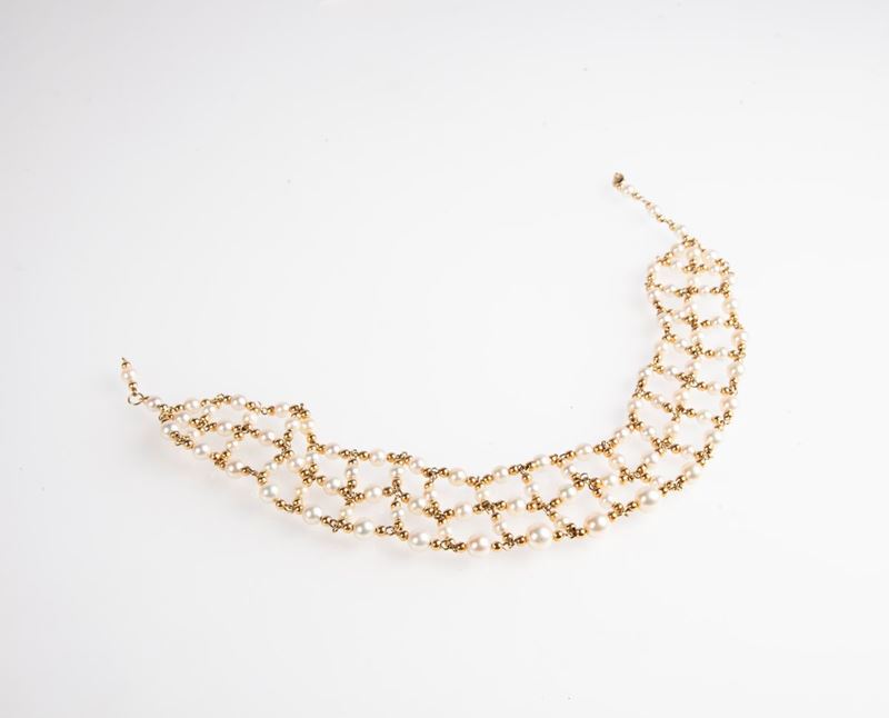 Collier De Chen in Oro e Perle