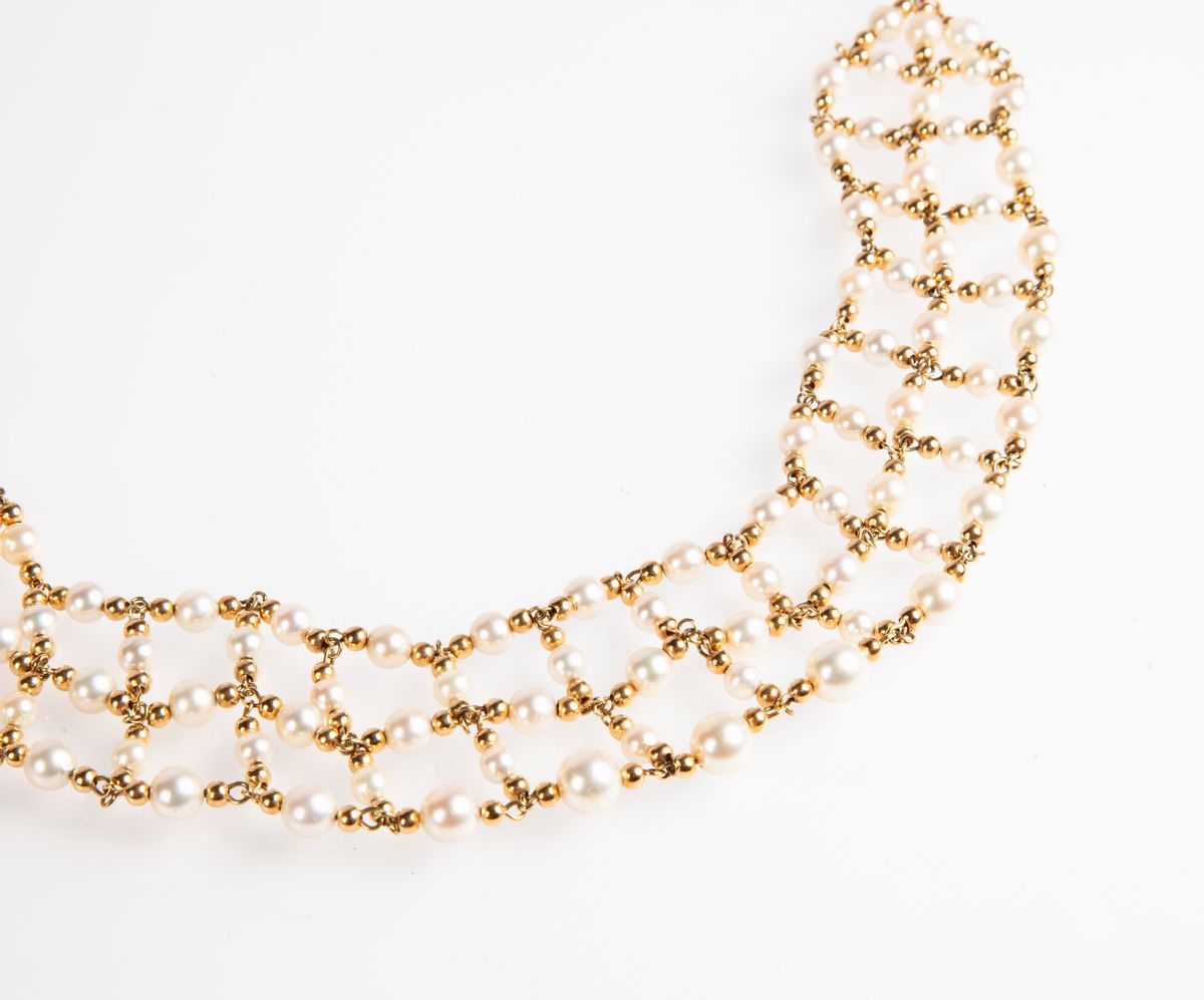 Collier De Chen in Oro e Perle