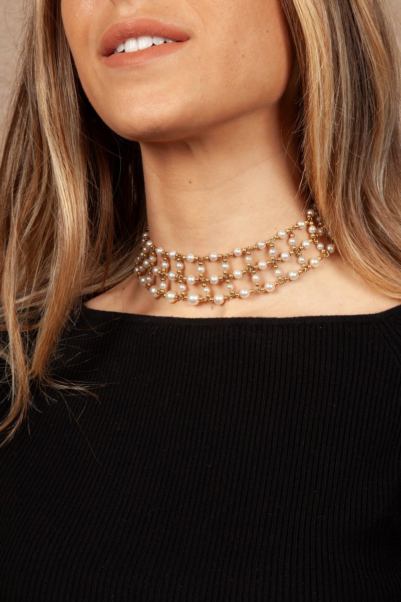 Collier De Chen in Oro e Perle
