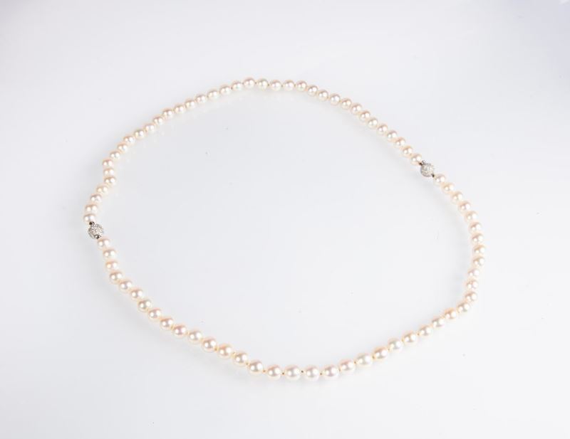 Collana di Perle in Oro e Brillanti