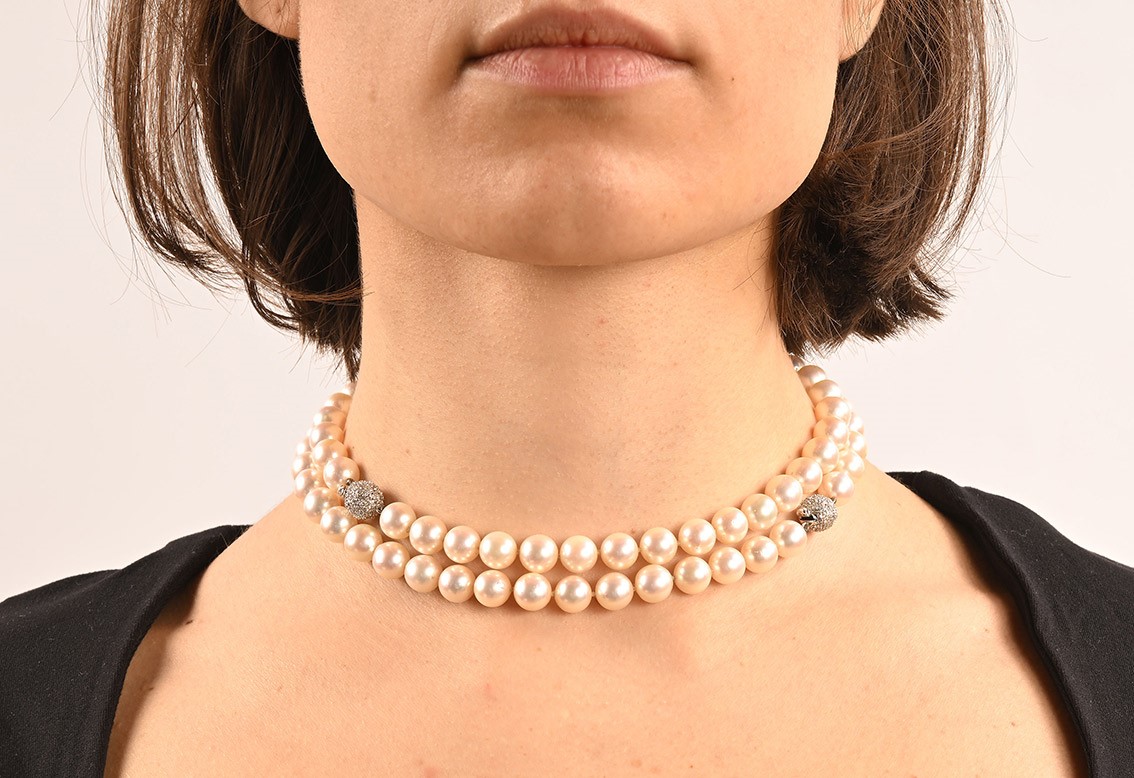 Collana di Perle in Oro e Brillanti