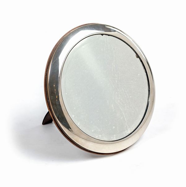 Specchio da toletta in legno e argento