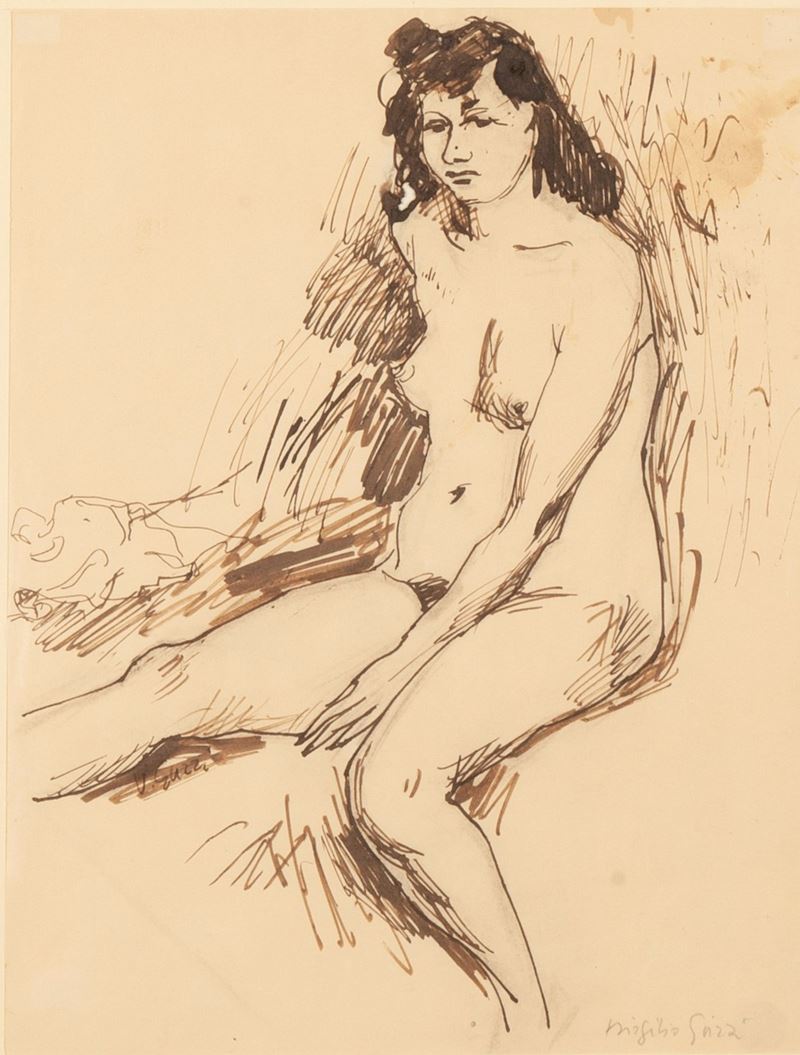 Virgilio Guzzi - Nudo di Donna Seduta