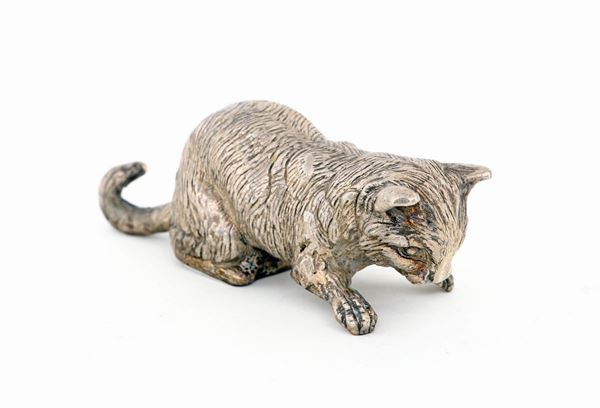 Scultura in argento raffigurante un gatto, Firenze