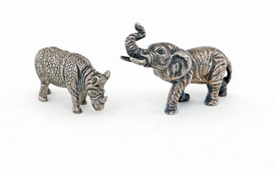 Rinoceronte ed Elefante in Argento
