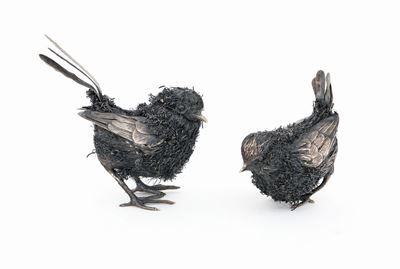 Coppia di Uccellini in Argento e Filo D'argento