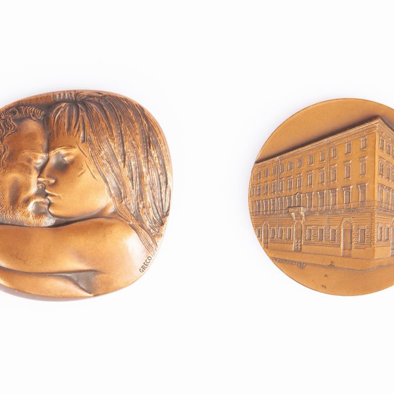 Emilio Greco - Medaglia in Bronzo delle Assicurazioni Generali e Medaglia in Bronzo delle Assicur...