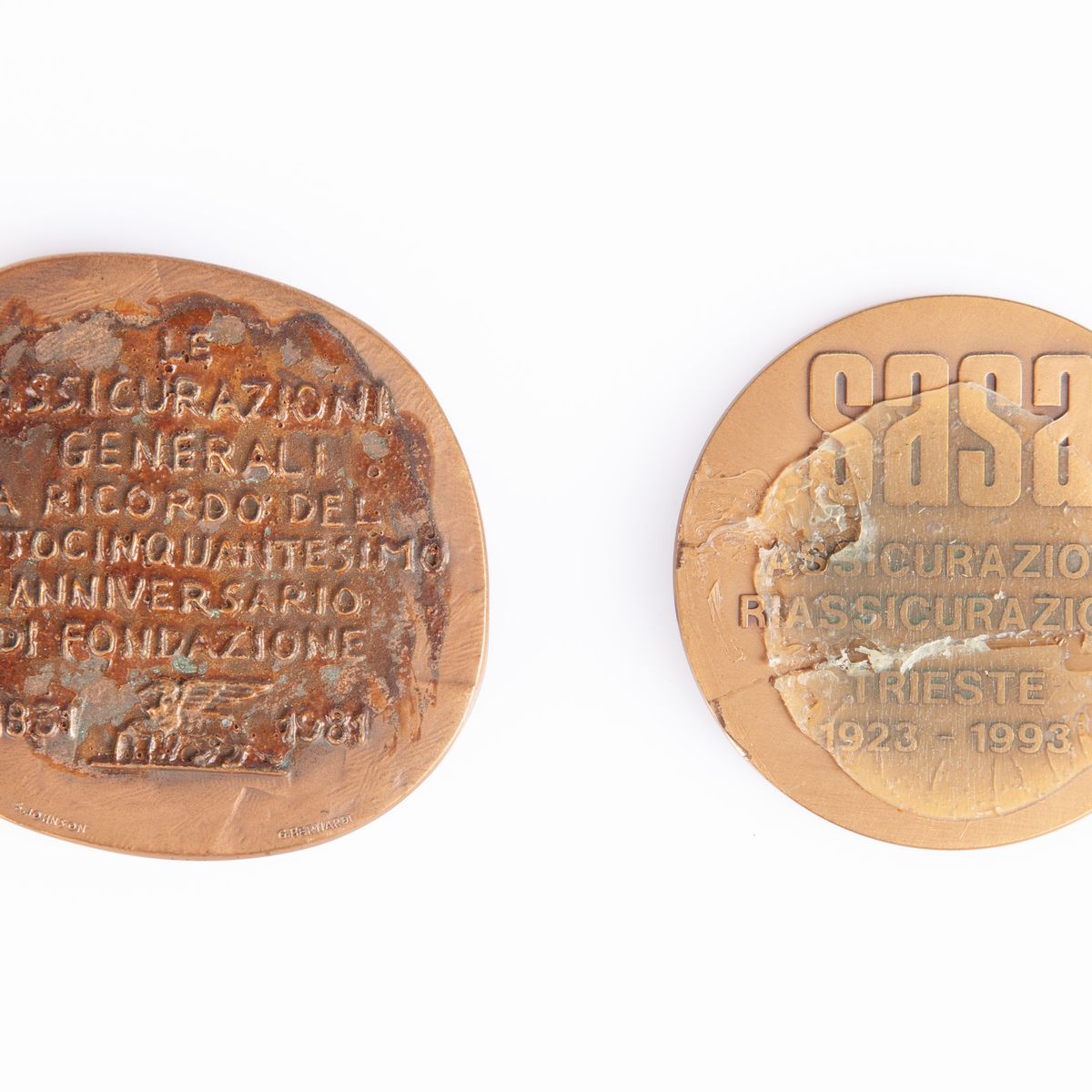 Emilio Greco - Medaglia in Bronzo delle Assicurazioni Generali e Medaglia in Bronzo delle Assicur...