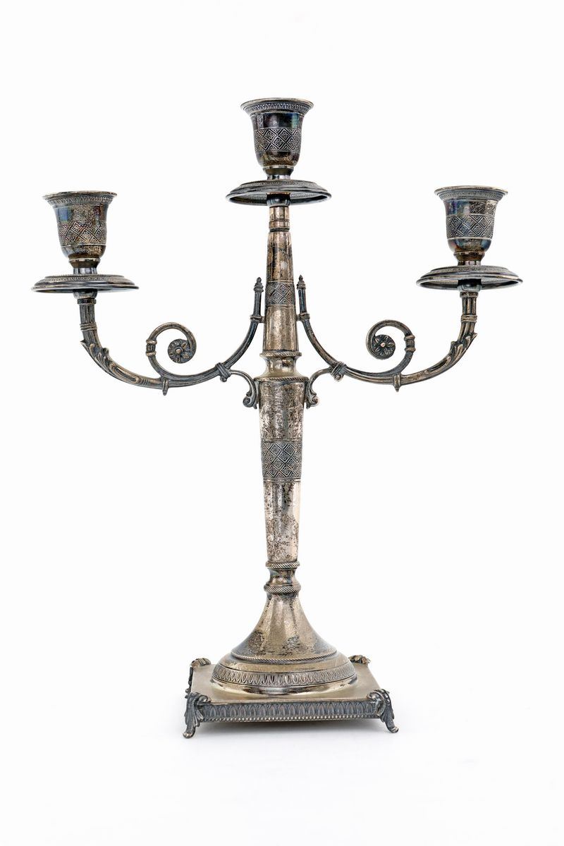Candelabro in Argento a Tre Luci
