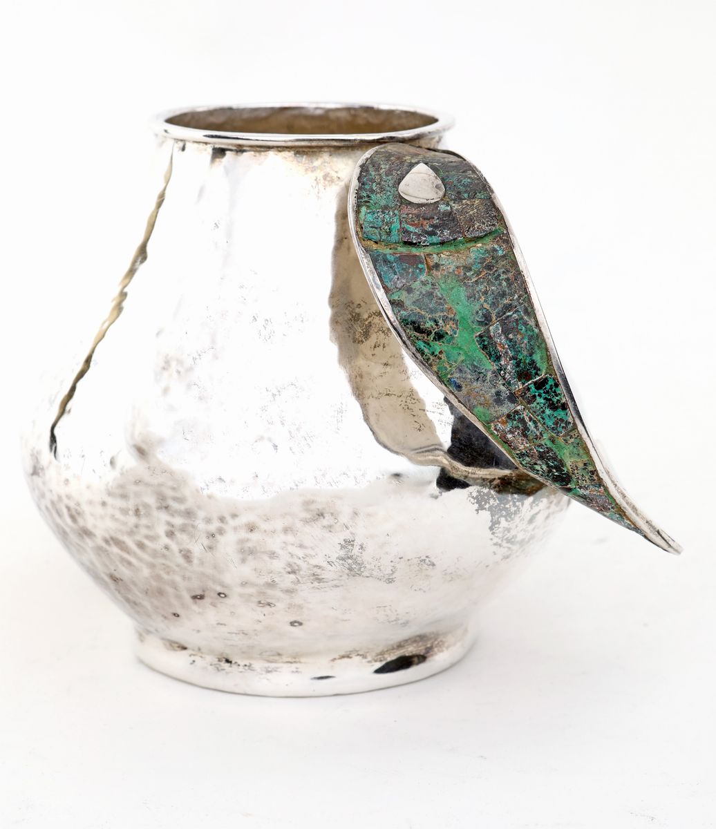 Vaso da Fiori in Metallo Argentato, Messico