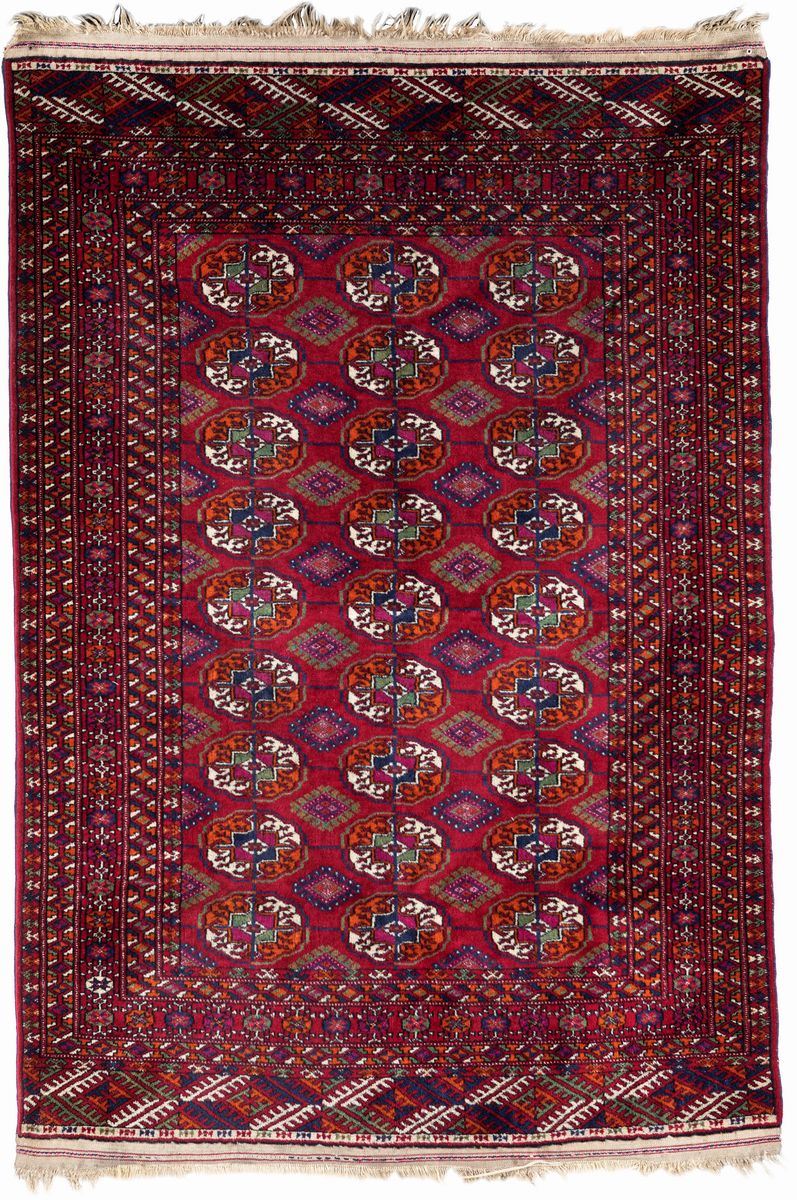 Tappeto Turkmenistan Annodato a Mano a Disegno Bukhara