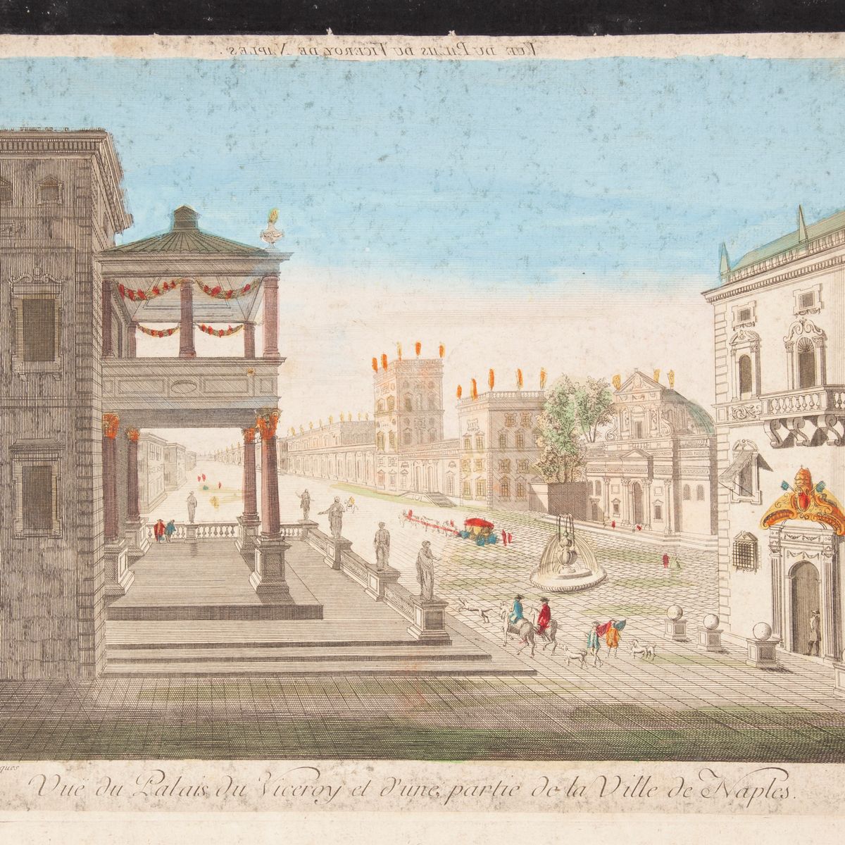 5 Vedute Ottiche Francesi Raffiguranti Vedute Fantastiche di Napoli, Venezia, Palmira
