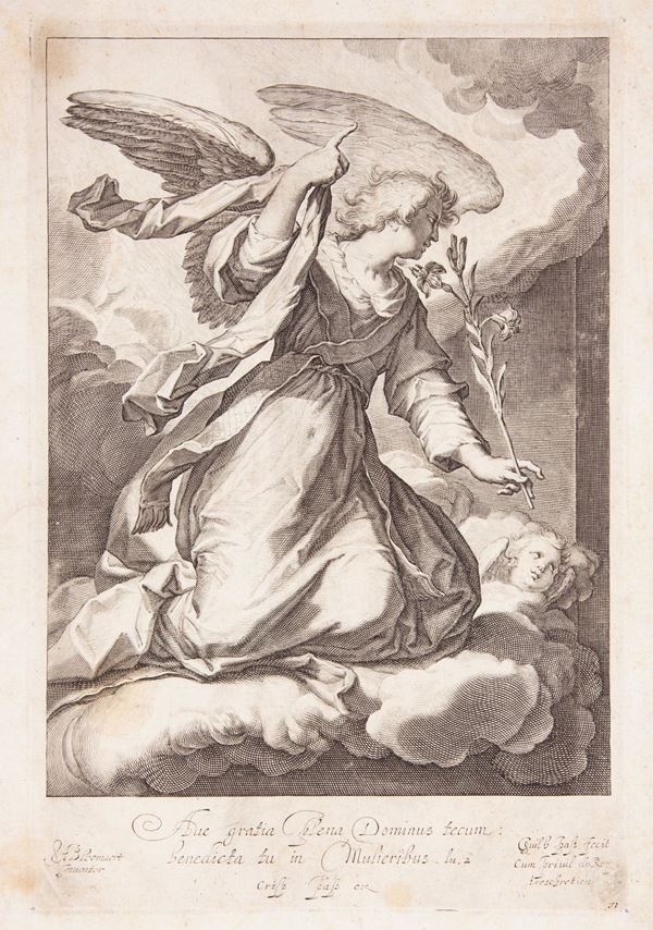 Abraham Bloemaert,Wilhelm Van de Passe - A. Bloemaert inventor, Guilh. Pass fecit - Angelo annunciante