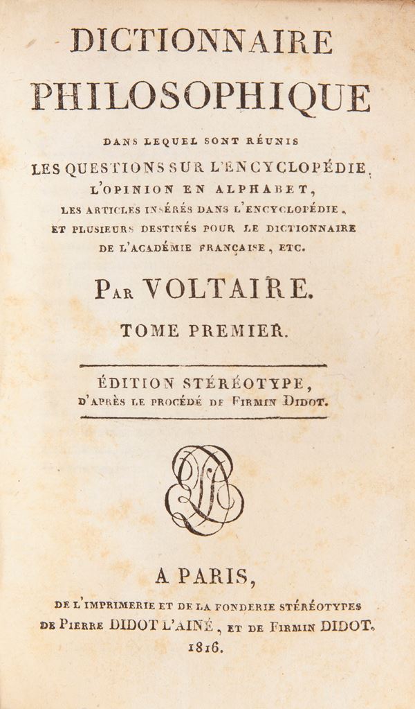 Voltaire Arouet François Marie - Dictionnaire Philosophique