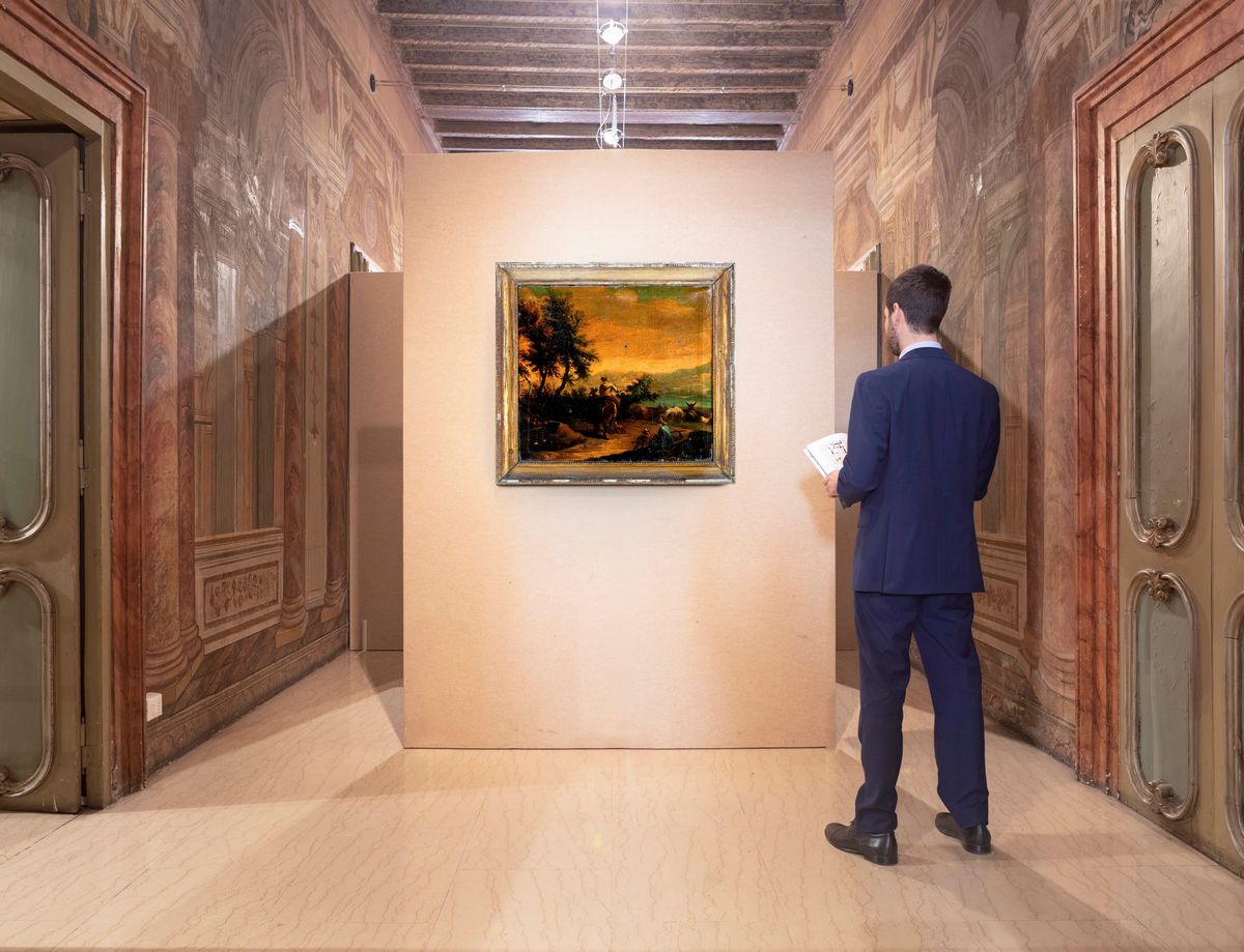 Scuola Romana del XVII Secolo - Paesaggio con Pastori