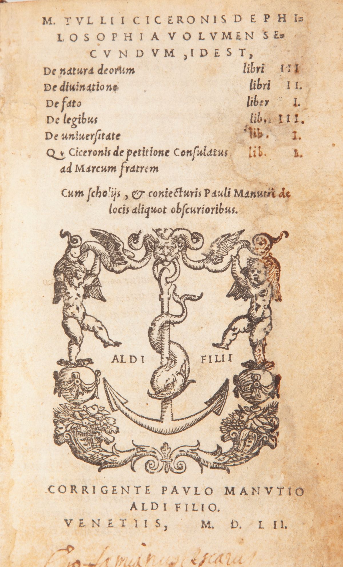 (aldina) M. Tullii Ciceronis De Philosophia, Prima Pars, Id Est, Academicarum Quaestionum Edition...
