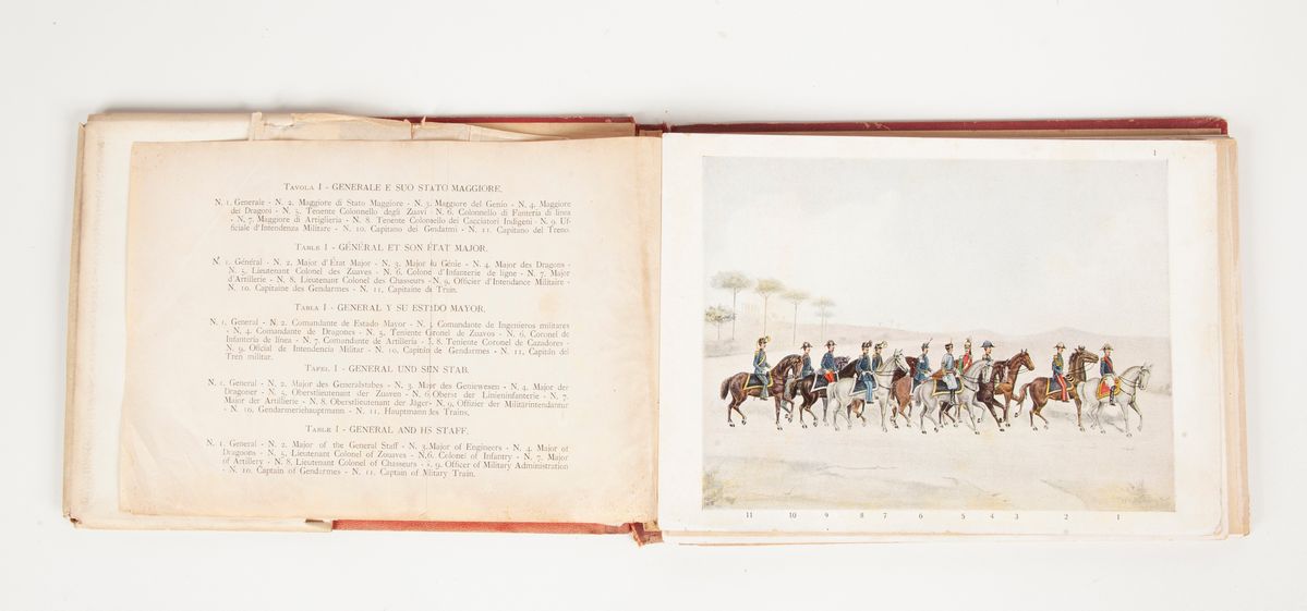 Album con XX Tavole a Piena Pagina All'acquaforte a Più Colori Raffiguranti L'esercito Pontificio...