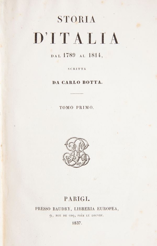 Carlo Botta - Storia d'Italia dal 1789 al 1814 Volumi 4 illustrati