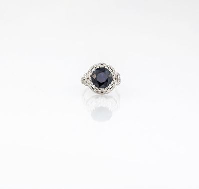 Anello in Platino Brillanti e Zaffiro