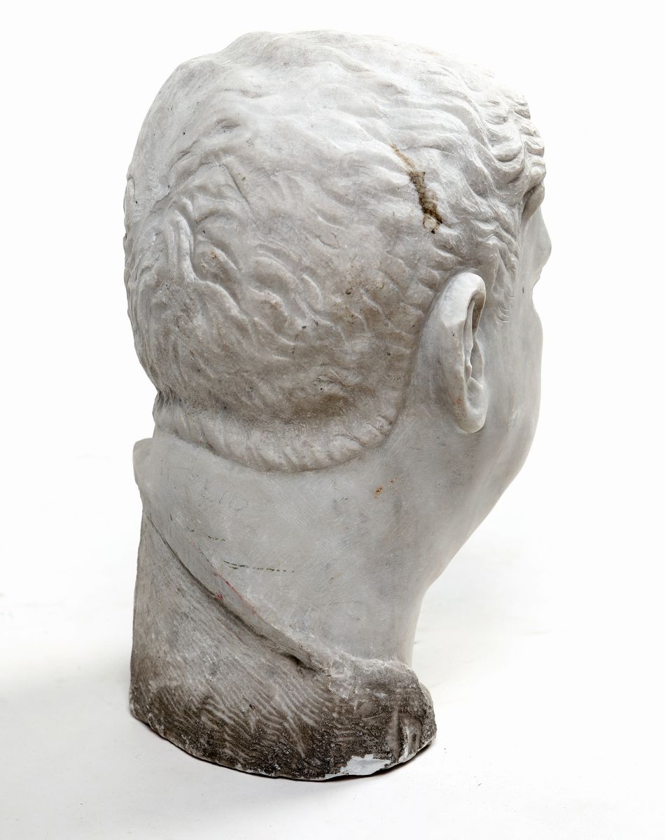Testa Dell'imperatore Romano Vitellio in Marmo Bianco, XIX Secolo